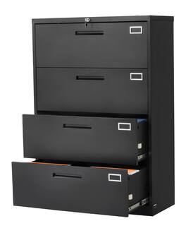 VEVOR - 4-Drawer Metal File Cabinet with Lock, Vertical Filing Storage Unit for Home and Office, Adjustable Hanging Rods - Black