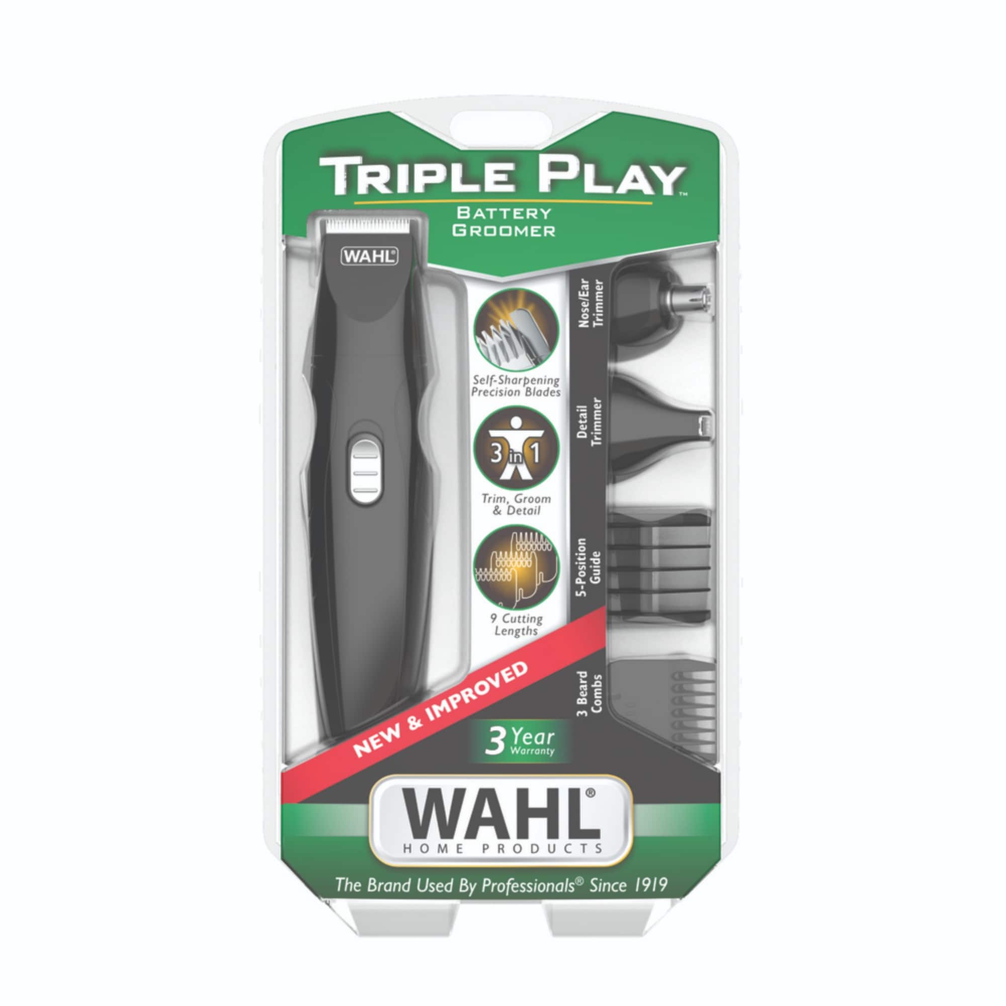 Wahl - Triple Play Battery Trimmer Kit - Multi Purpose Grooming Set - 5537-6701-MI