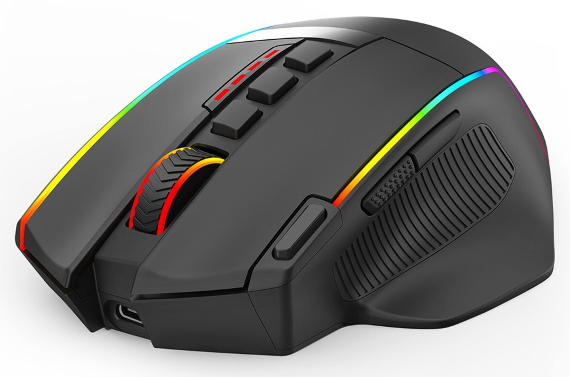 Angle. REDRAGON - M915RGB-WL Wireless Gaming Mouse, 16000 DPI, 9 Programmable Buttons, Optical Sensor, RGB Backlit, USB-C Wired/2.4GHz - Black.