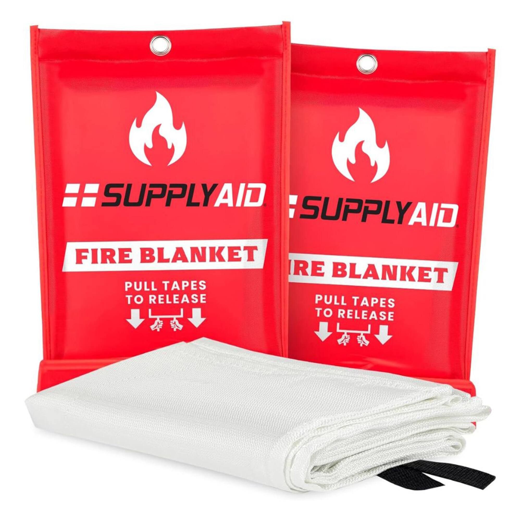 SUPPLYAID FIRE BLANKET  
PULL TAPES TO RELEASE
