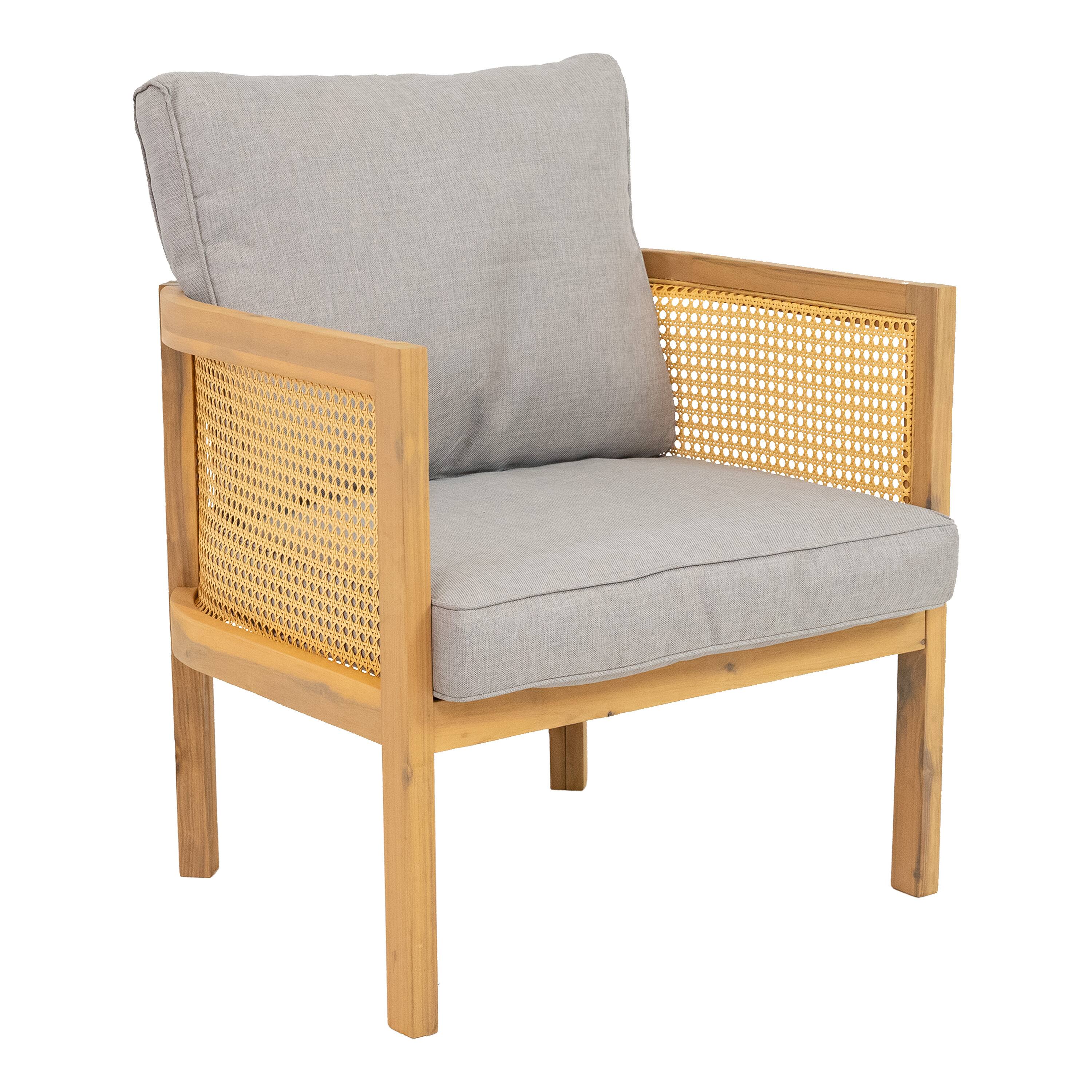 Alt View 10. Sunnydaze - Sanibel 4-Piece Acacia Outdoor Conversation Set - Grey.