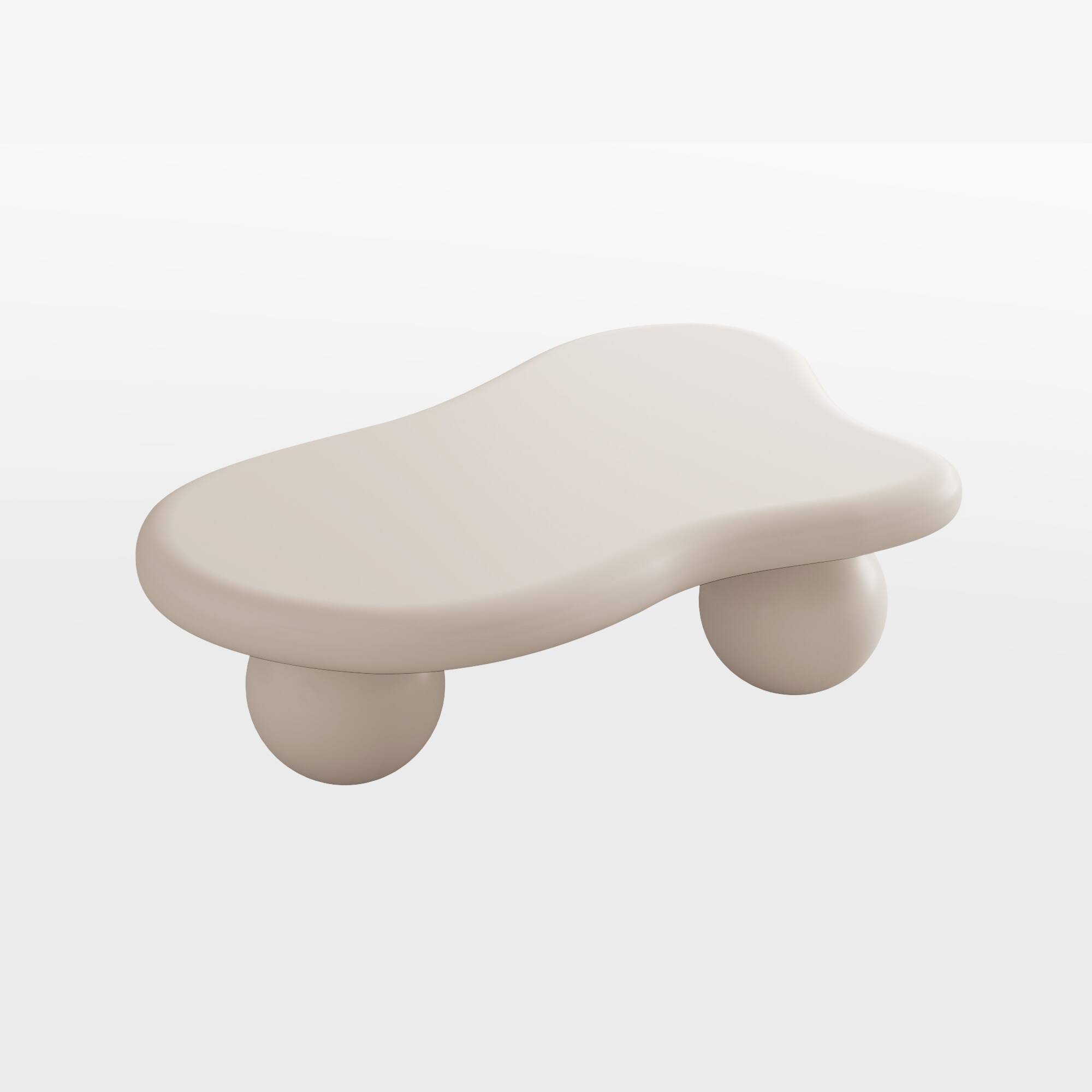 Alt View 4. Loheer - Loheer Cloud Shaped Coffee Table Cream White Modern Living Room Table with Ball Legs 40 Inch - Cream White.