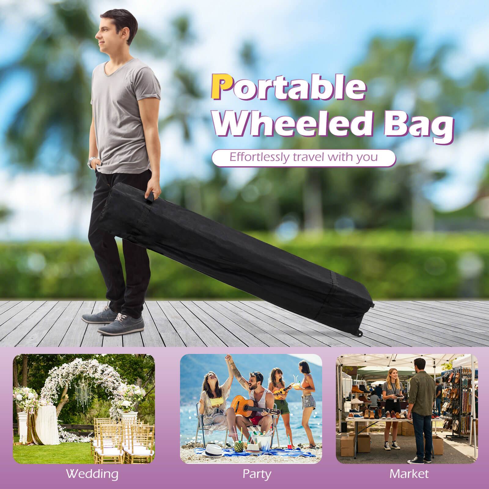 Portable Wheeled Bag  
Effortlessly travel with you  

Wedding  
Party  
Market