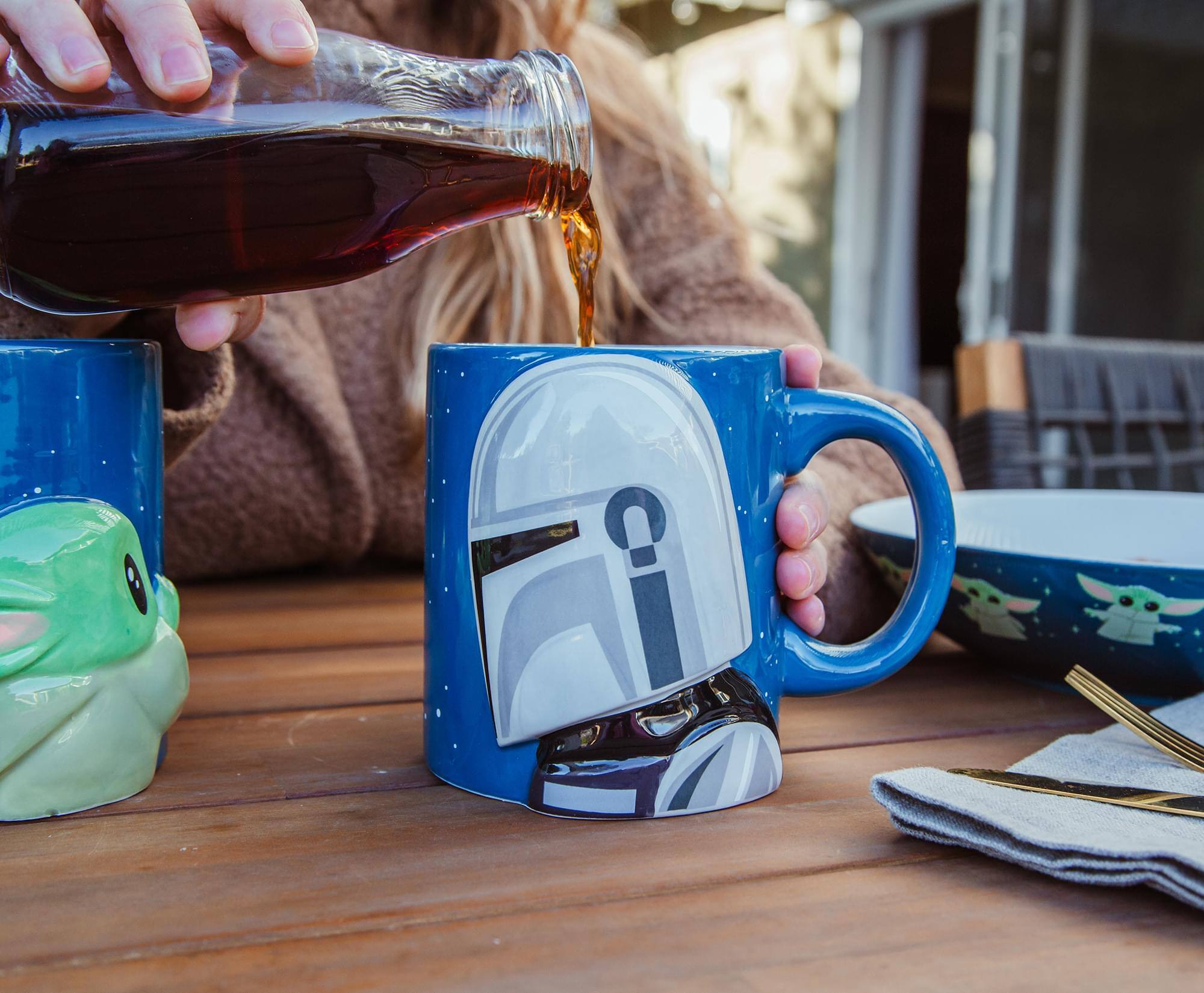 Alt View 3. Silver Buffalo - Star Wars: The Mandalorian And Grogu Sculpted Ceramic Mugs | Set of 2 - Blue.