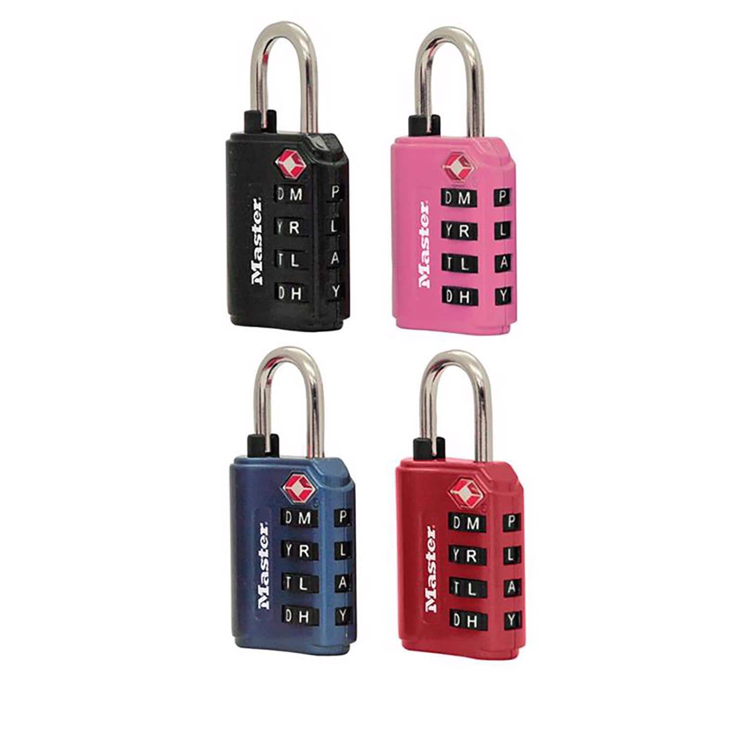 Master Lock - 1-5/32 in H X 1 3/8 in W Steel 4-Dial Combination Luggage Lock - Assorted