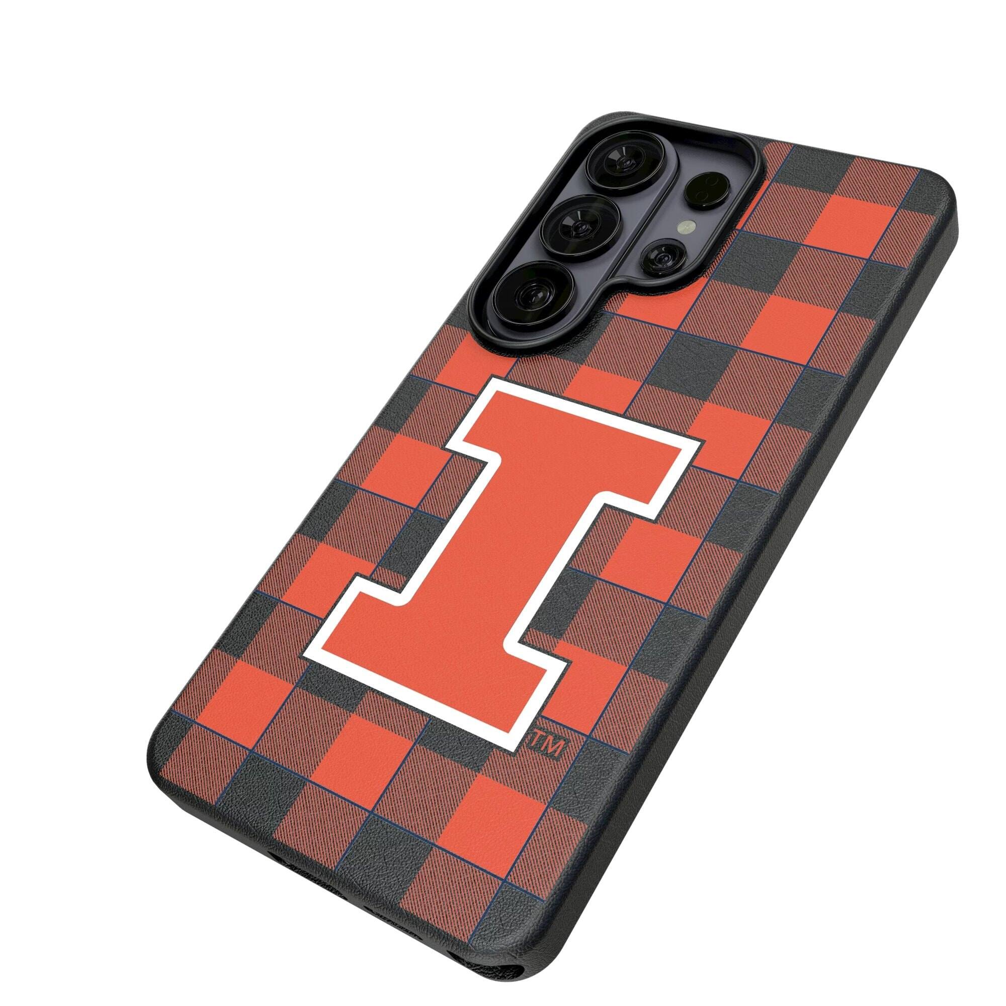 Alt View 1. Keyscaper - Illinois Fighting Illini Plaid Galaxy Magnetic Bump Case - S24 - Black.