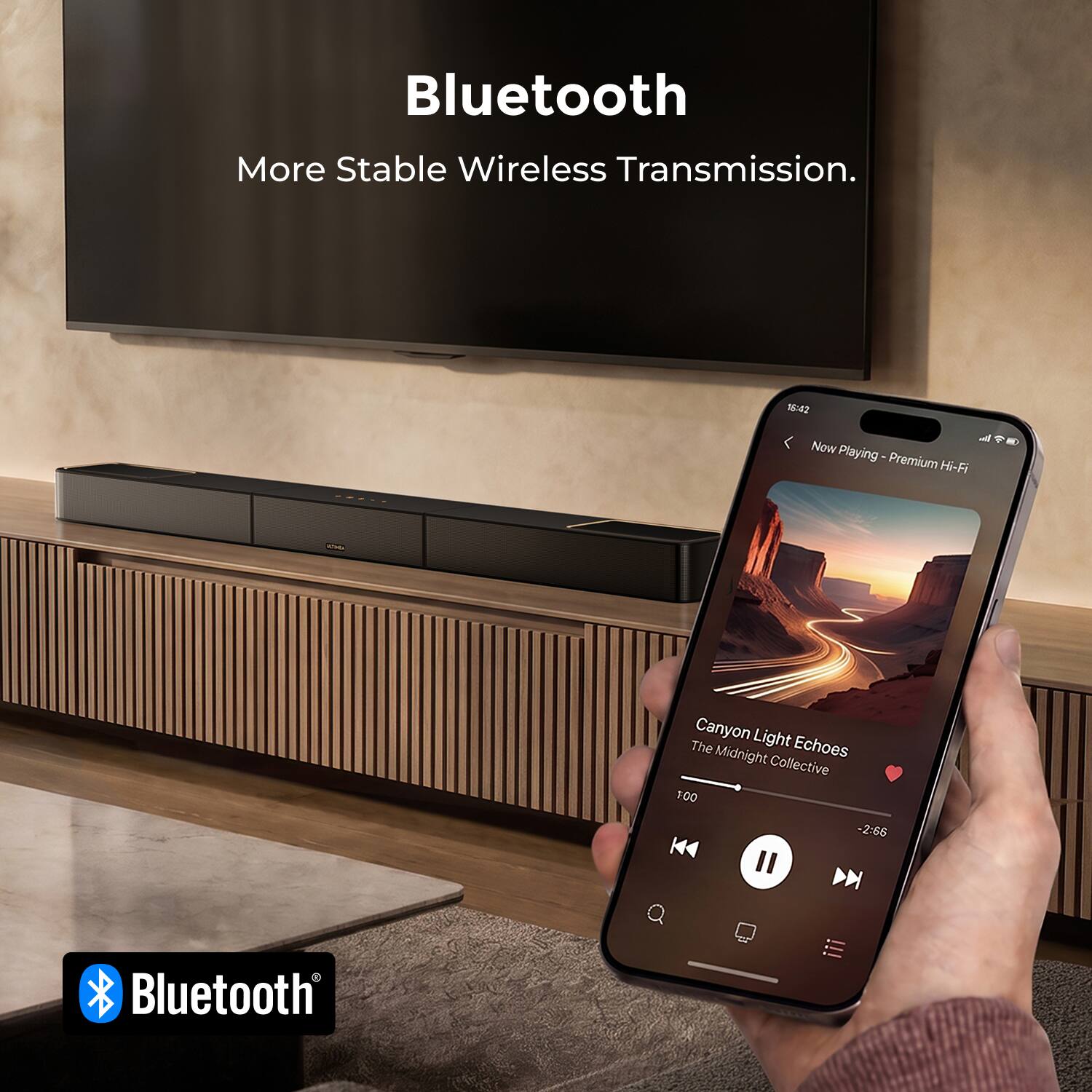 Bluetooth More Stable Wireless Transmission. 56:42 Now Playing Premium Hi-Fi Canyon Light Echoes The Midnight Collective 1:00 -2:56 Bluetooth