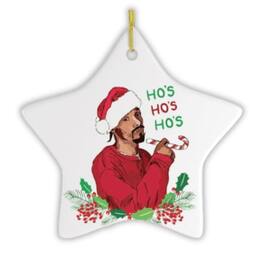 OrnamentallyYou - Hos Hos Hos Funny Hiphop Style Christmas Ornament Star Version - Multi-colored