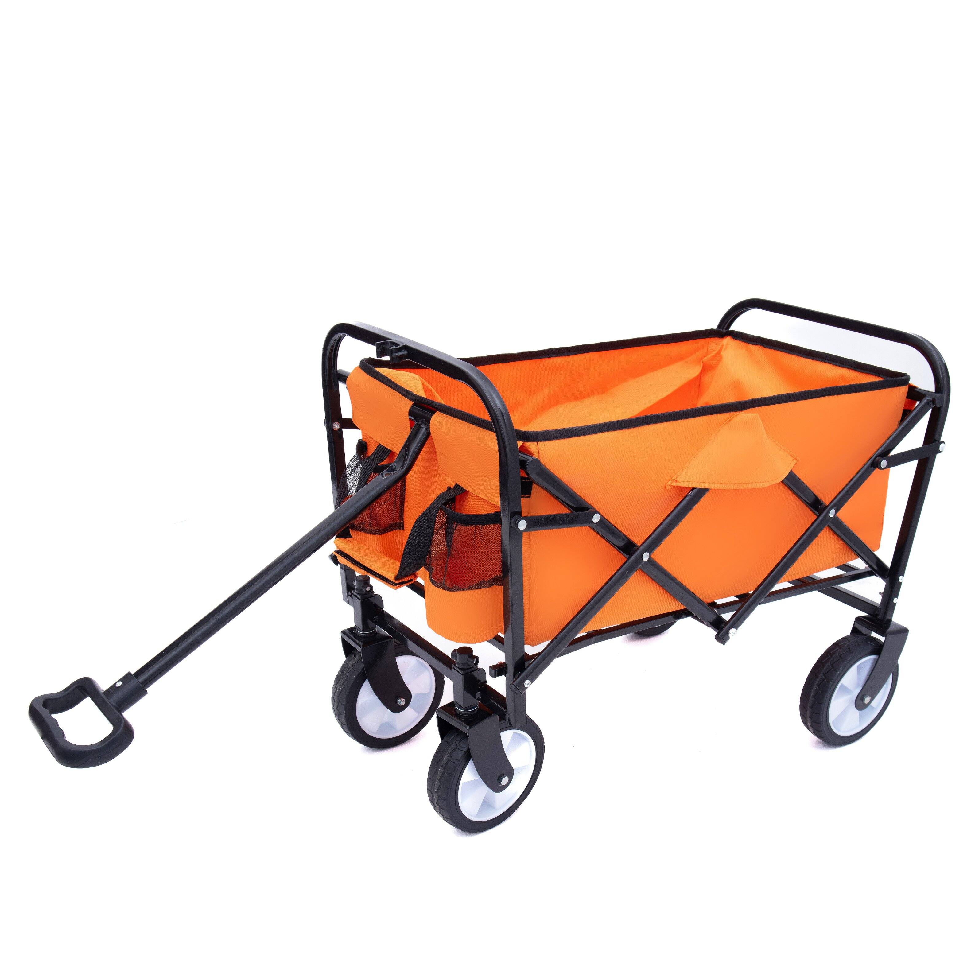 Alt View 2. Mondawe - Extendable Collapsible Wagon Utility Carts w/ 225LBS Capacity, 360° Wheels - Orange.
