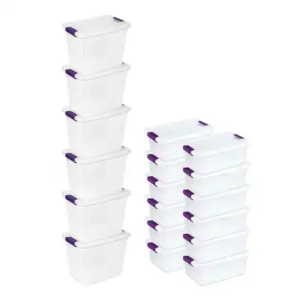 Front. Sterilite - Sterilite 27 Qt Storage Container, 6 Pack, & 15 Qt Storage Container, 12 Pack.