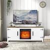 Front. Ihomeadore - 58" Farmhouse TV Stand for TV up to 65" with Electric Fireplace - White.