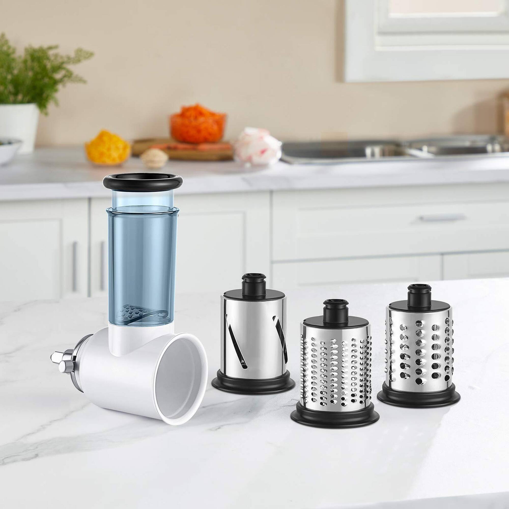 Alt View 2. Gvode - Gvode Cheese Grater & Slicer Shredder Attachment, Compatible with KitchenAid®, All Steel, 4 Blades - Blue.