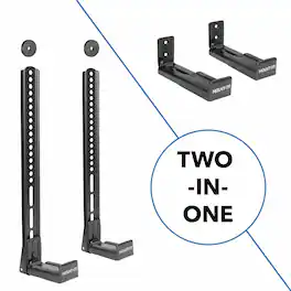 Mount-It! - Universal Soundbar Brackets for TV & Wall Mounting with Adjustable Angles & Heavy-Duty Support - Black