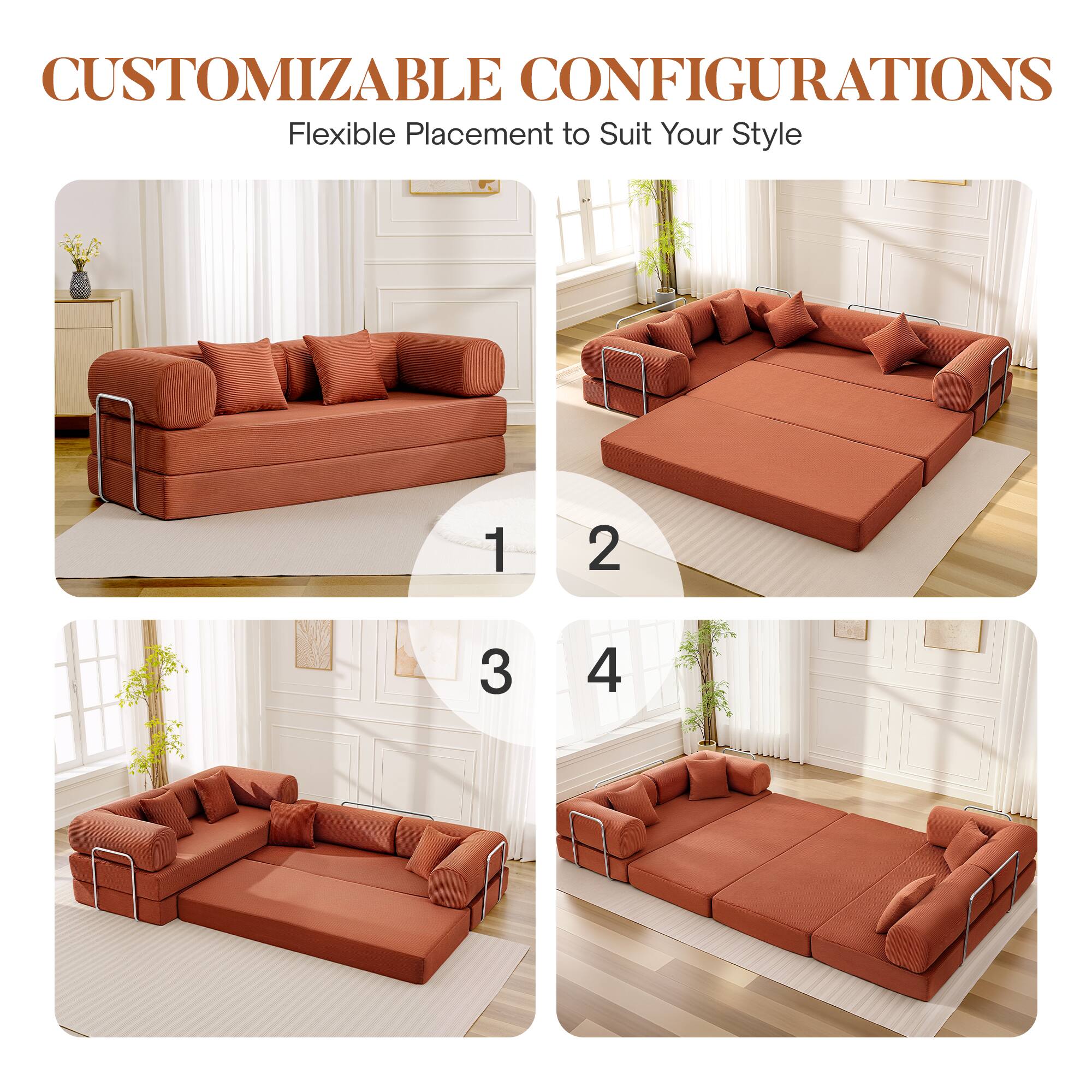 CUSTOMIZABLE CONFIGURATIONS  
Flexible Placement to Suit Your Style  

1  
2  
3  
4