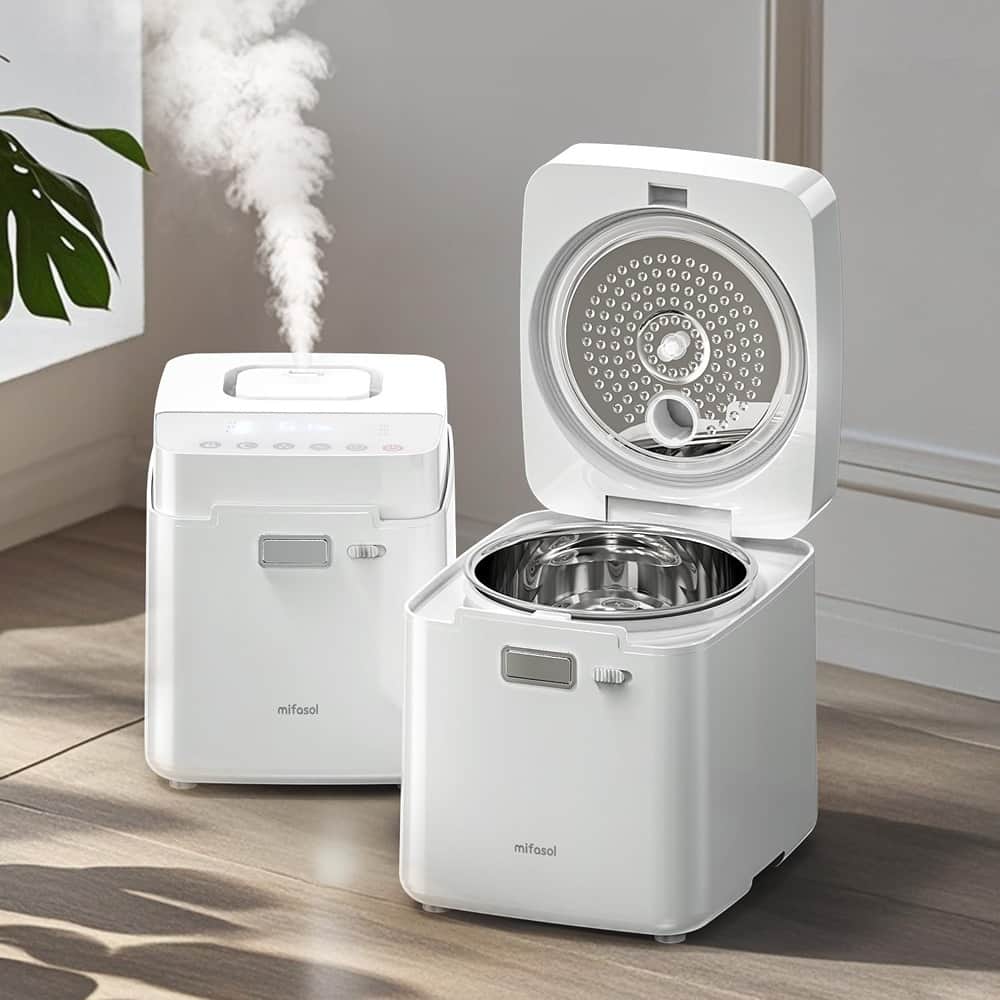 MOSZAR LLC - 3.3L Stainless Steel Warm-Mist Humidifier for Large Rooms, White