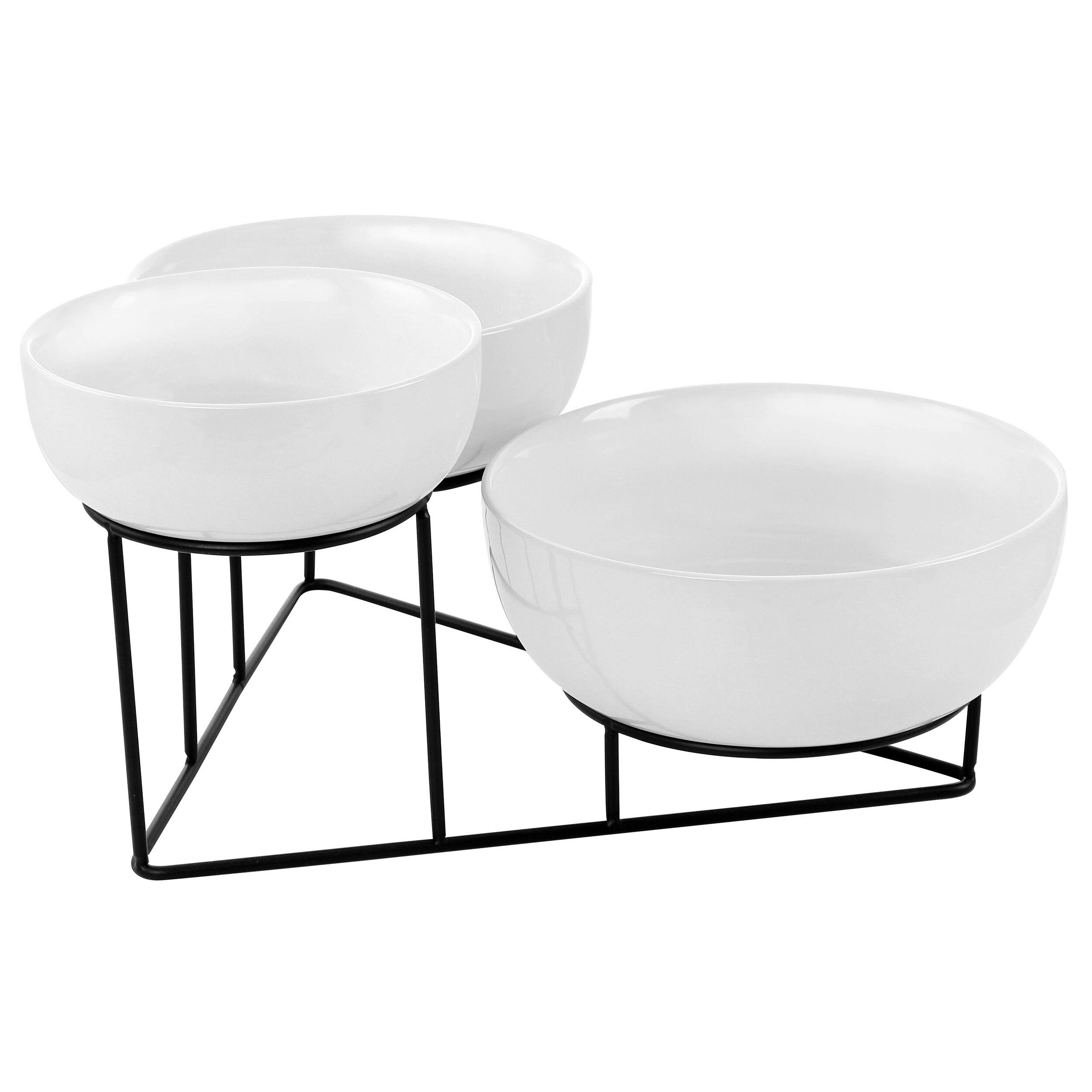 Alt View 2. Gibson - Gibson Elite 4 Piece Bowl Set with Metal Rack - White.