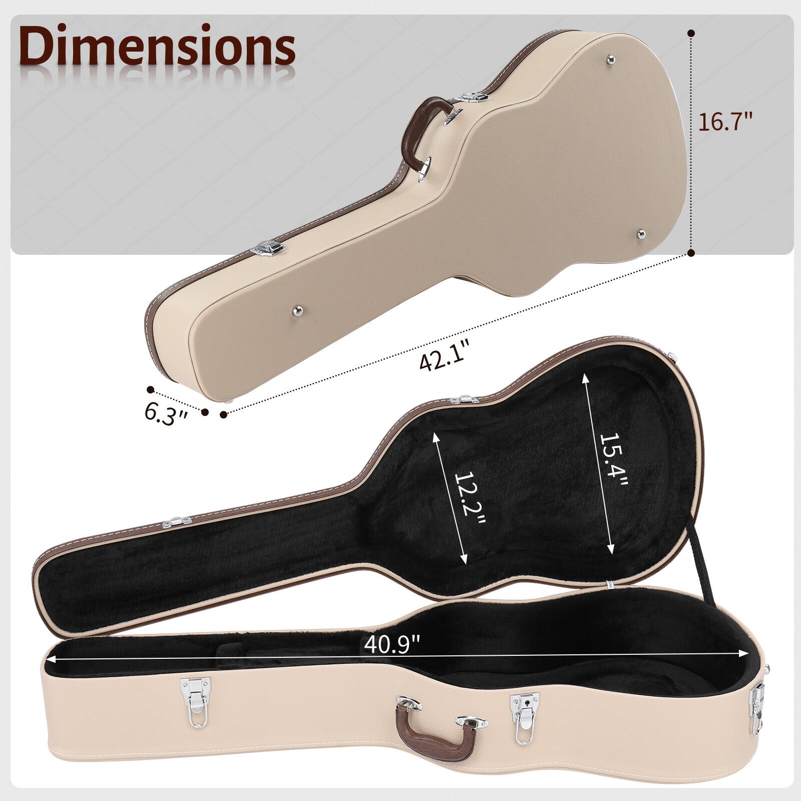 Dimensions | 16.7" 6.3" 42.1" 12.2" 15.4" 40.9"