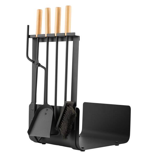 Angle. Lavish Home - 5PC Fireplace Tool Set with Firewood Rack Stand.
