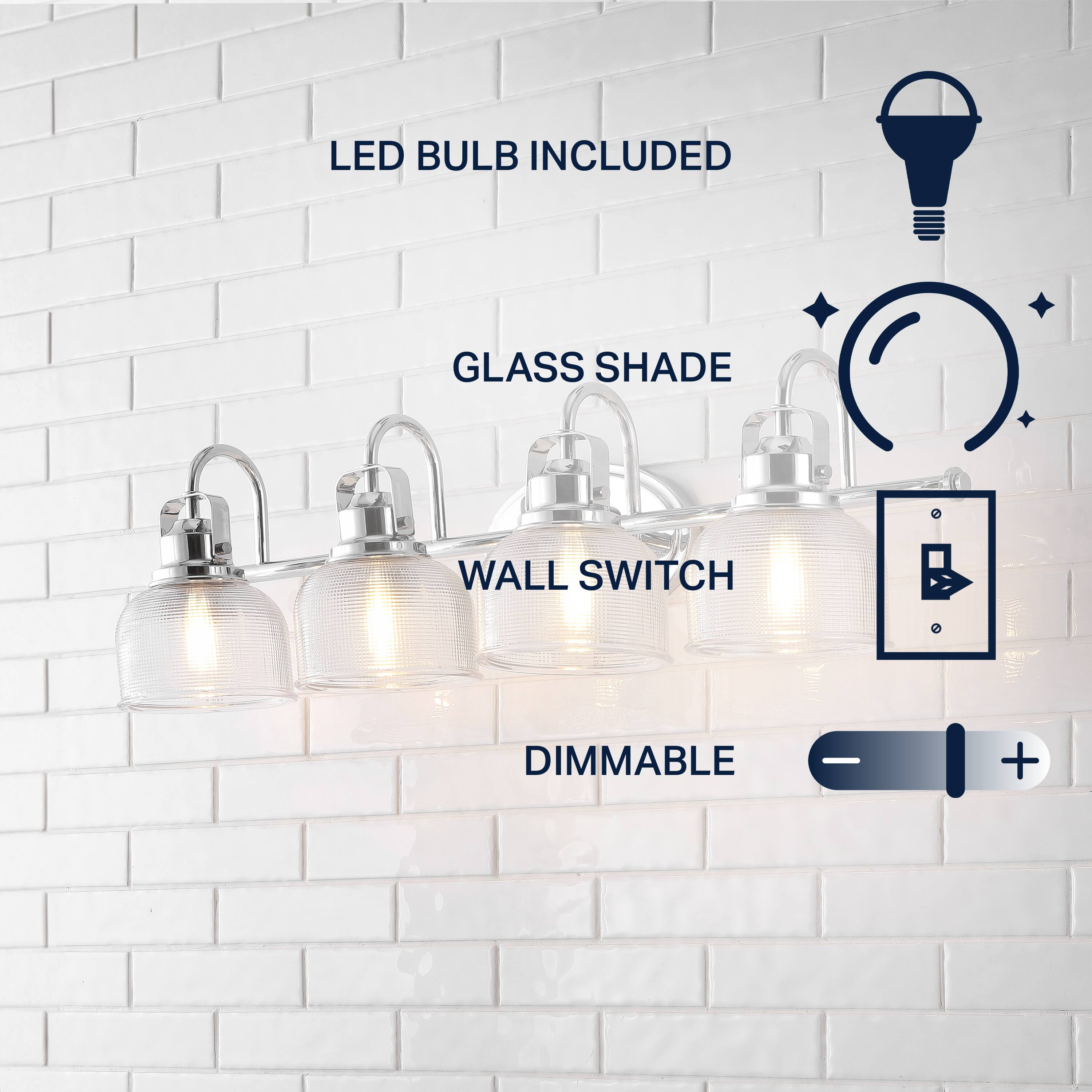 LED BULB INCLUDED  
GLASS SHADE  
WALL SWITCH  
DIMMABLE