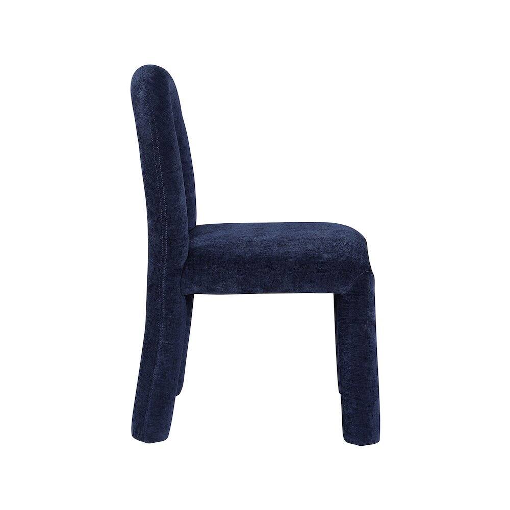 Alt View 3. Meridian Furniture - Amari Navy Chenille Fabric Dining Chair, Set of 2 - Blue.