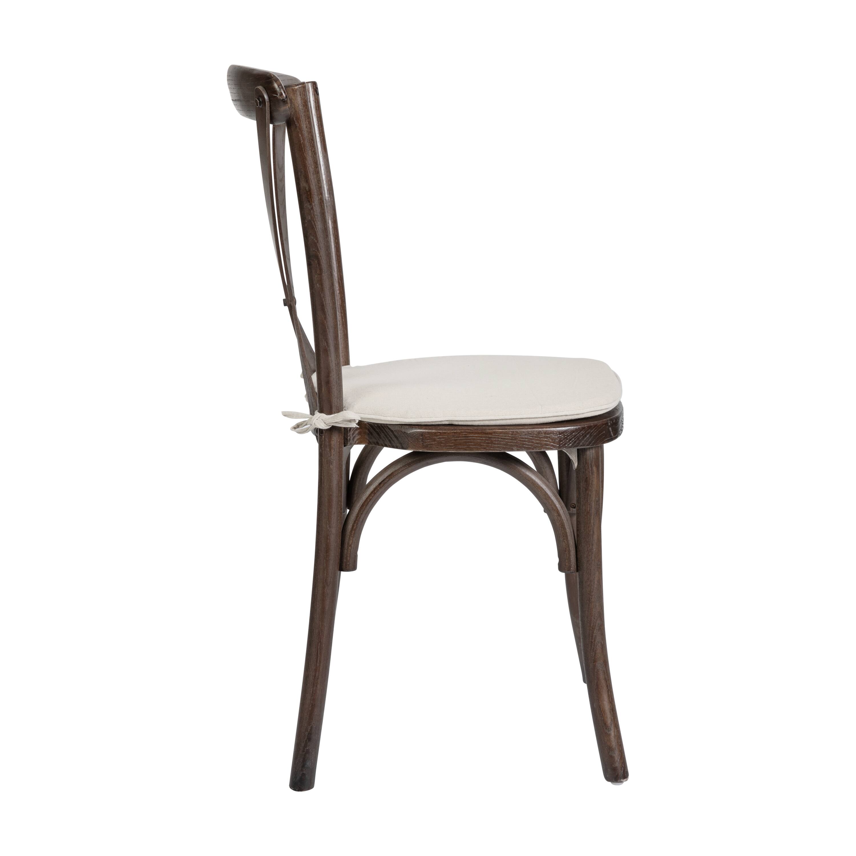 Alt View 6. Emma + Oliver - Stackable Wood Cross Back Dining Chair with Cushion - Mahogany.
