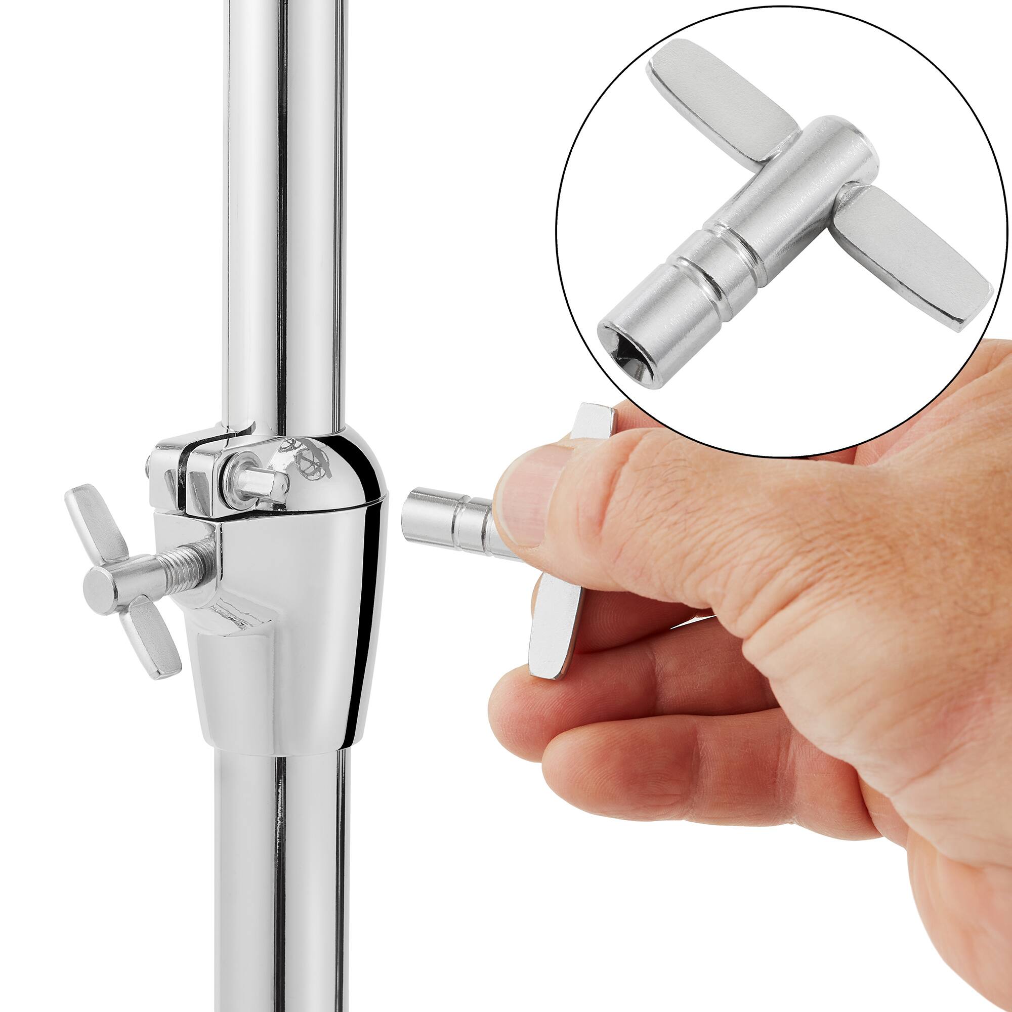 Alt View 4. Ashthorpe - Roto Tom Drum Set - 6-in - 8-in - 10-in Toms w Remo Heads and Drumsticks - Silver.