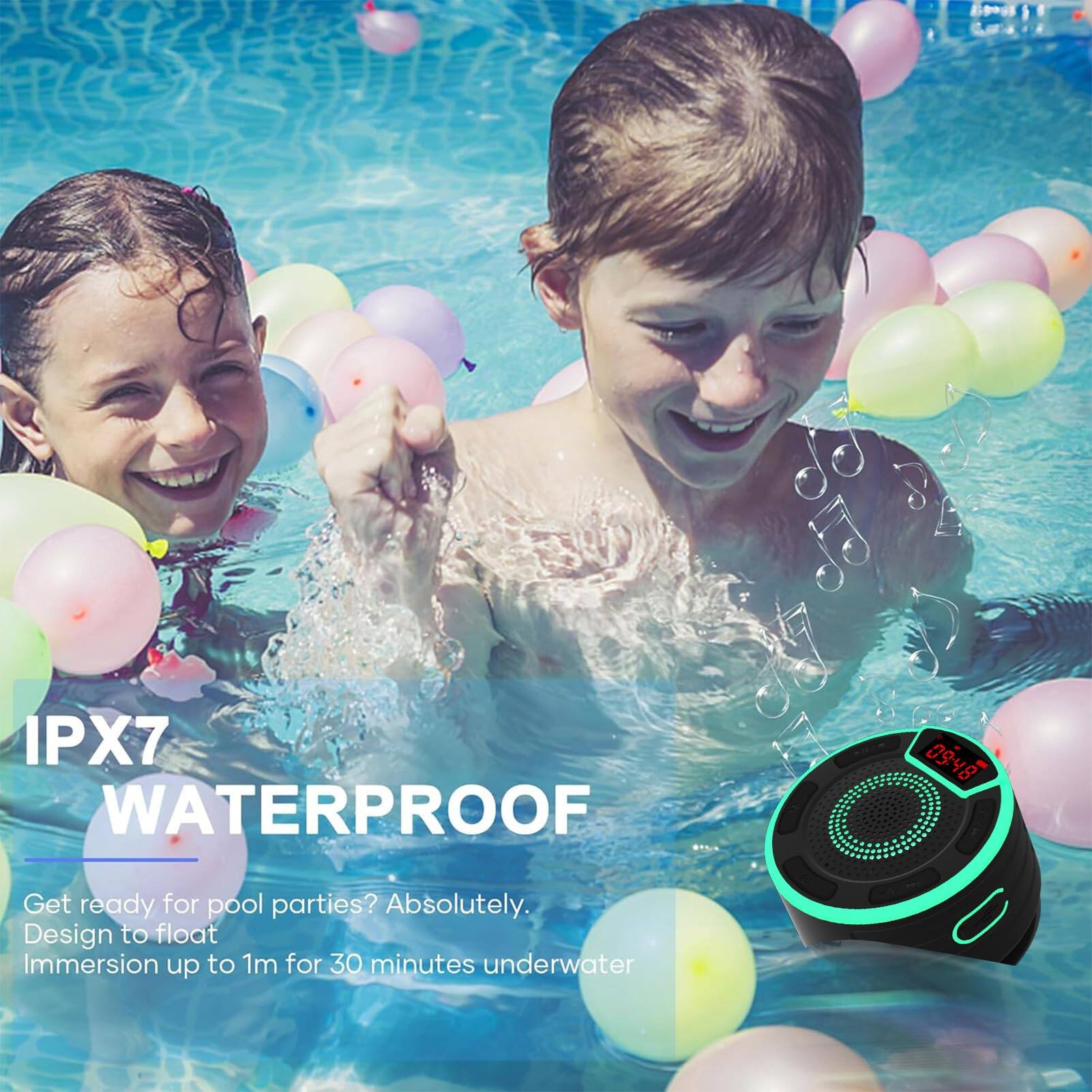 IPX7 WATERPROOF

Get ready for pool parties? Absolutely.  
Design to float  
Immersion up to 1m for 30 minutes underwater
