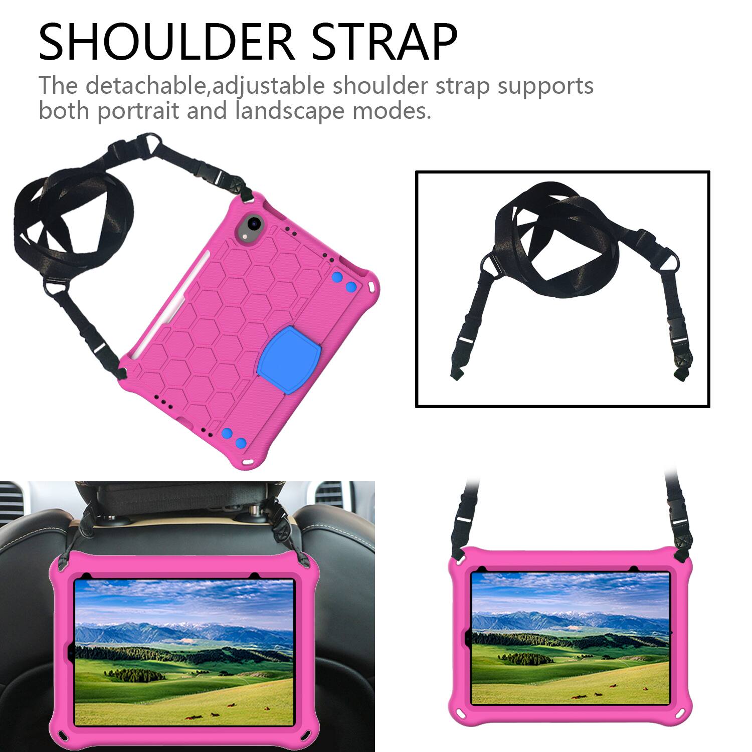 SHOULDER STRAP  
The detachable, adjustable shoulder strap supports both portrait and landscape modes.