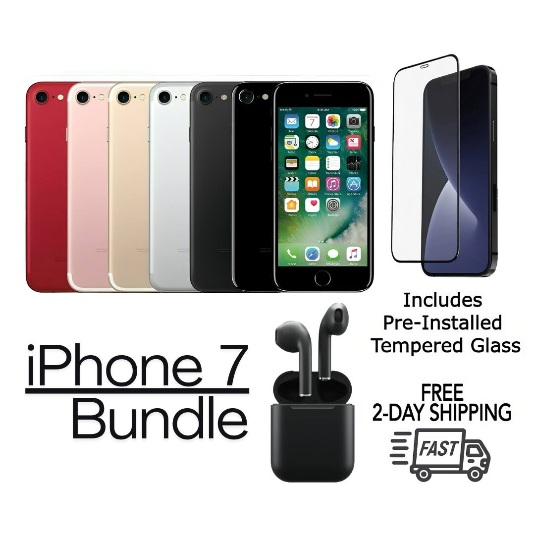 iPhone 7 Bundle  
Includes Pre-Installed Tempered Glass  
FREE 2-DAY SHIPPING  
FAST