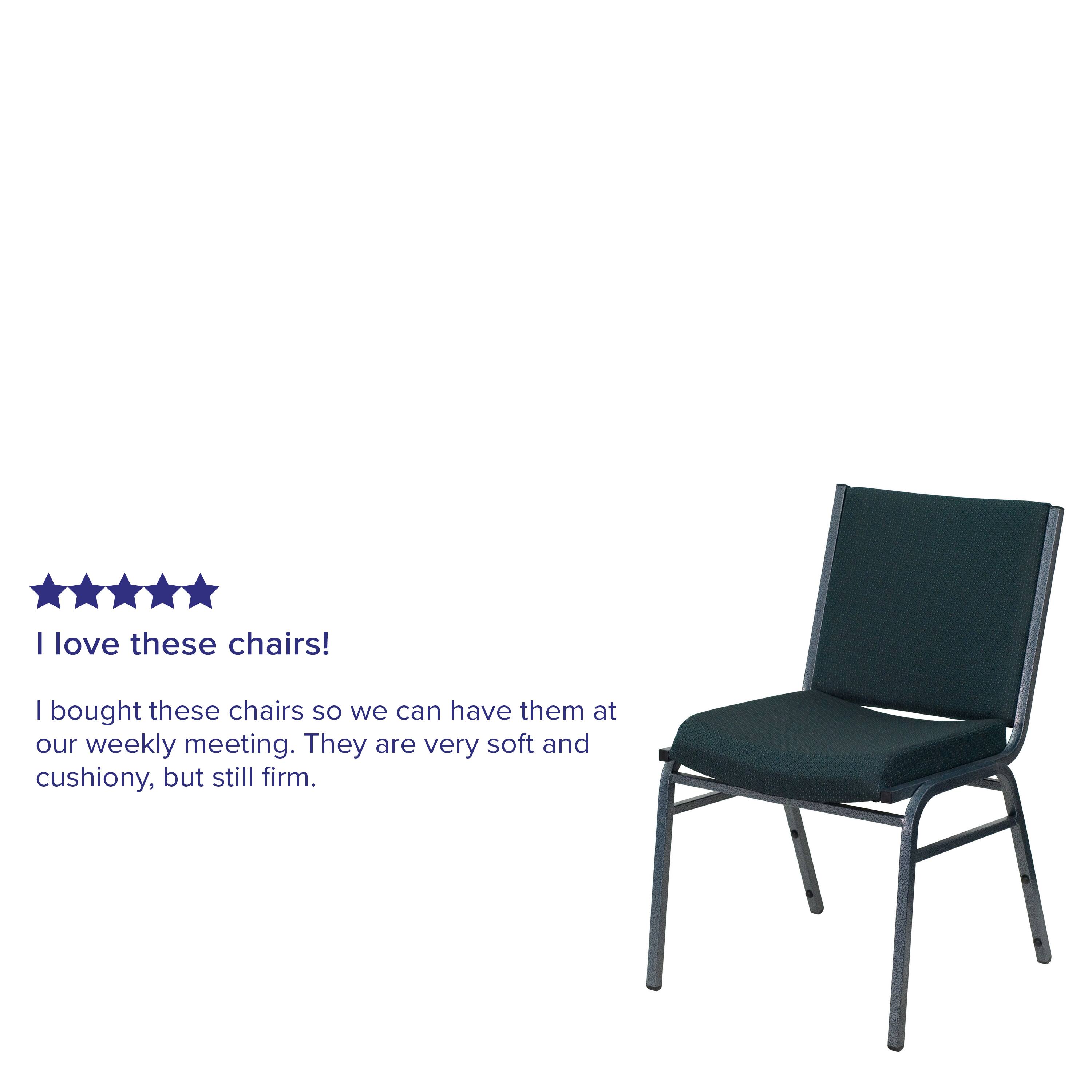 I love these chairs!  
I bought these chairs so we can have them at our weekly meeting. They are very soft and cushiony, but still firm.