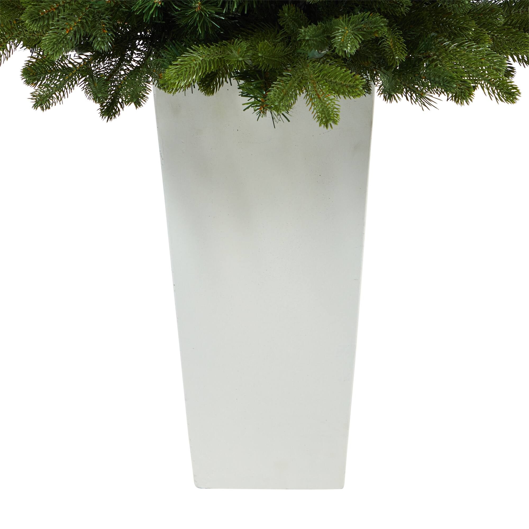 Angle. BreeBe - 3.5' Washington Fir Christmas Tree w/50 LED in Tower Planter - White.