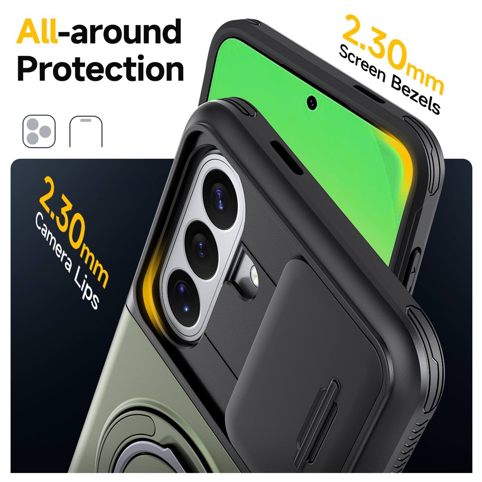 All-around Protection  
2.30mm Camera Lips  
2.30mm Screen Bezels
