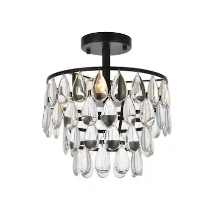 Front. Elegant Lighting - Mila 12 inch flush mount in black - Black.