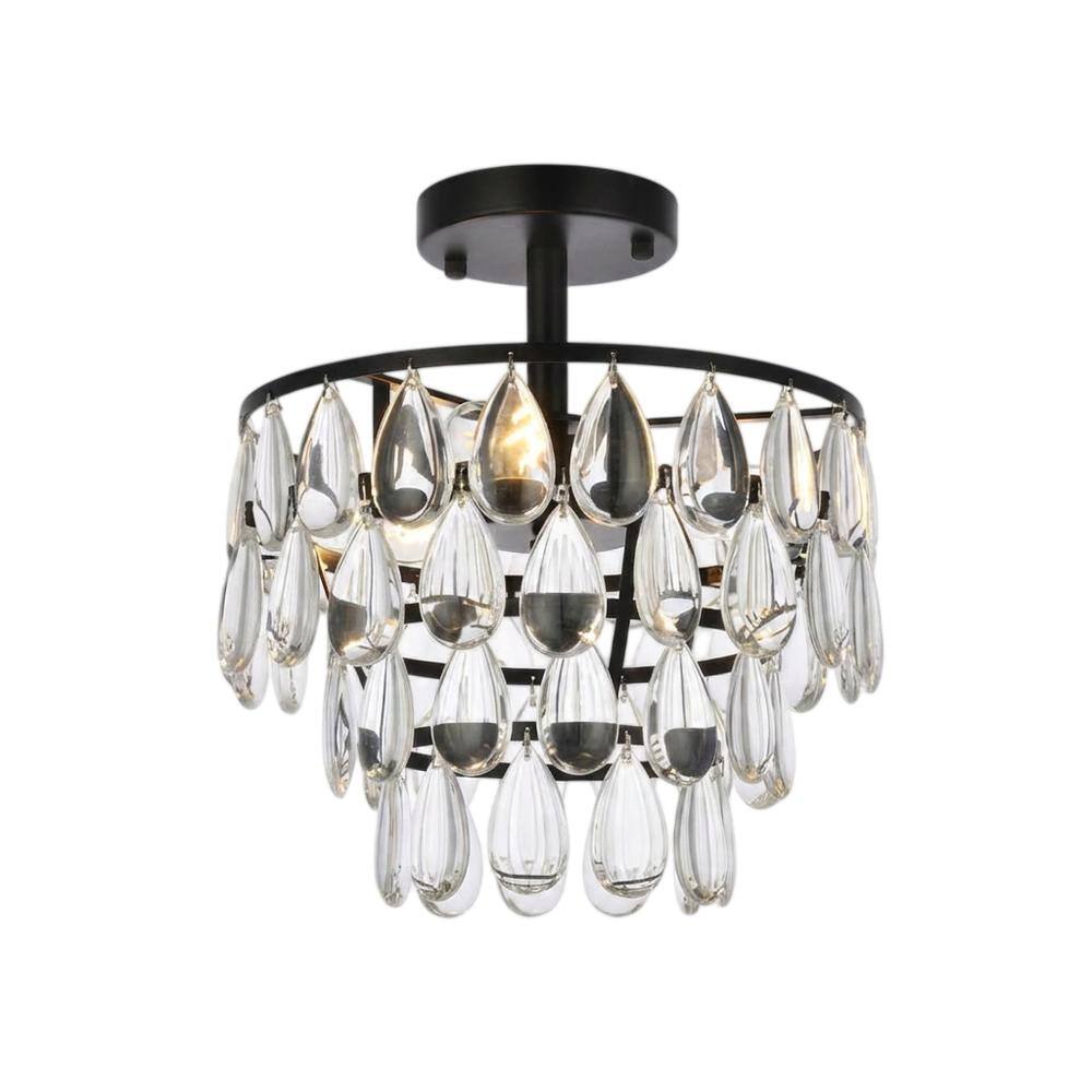 Front. Elegant Lighting - Mila 12 inch flush mount in black - Black.