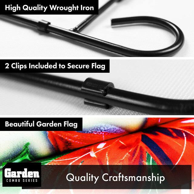 High Quality Wrought Iron

2 Clips Included to Secure Flag

Beautiful Garden Flag

Quality Craftsmanship

Garden COMBO SERIES