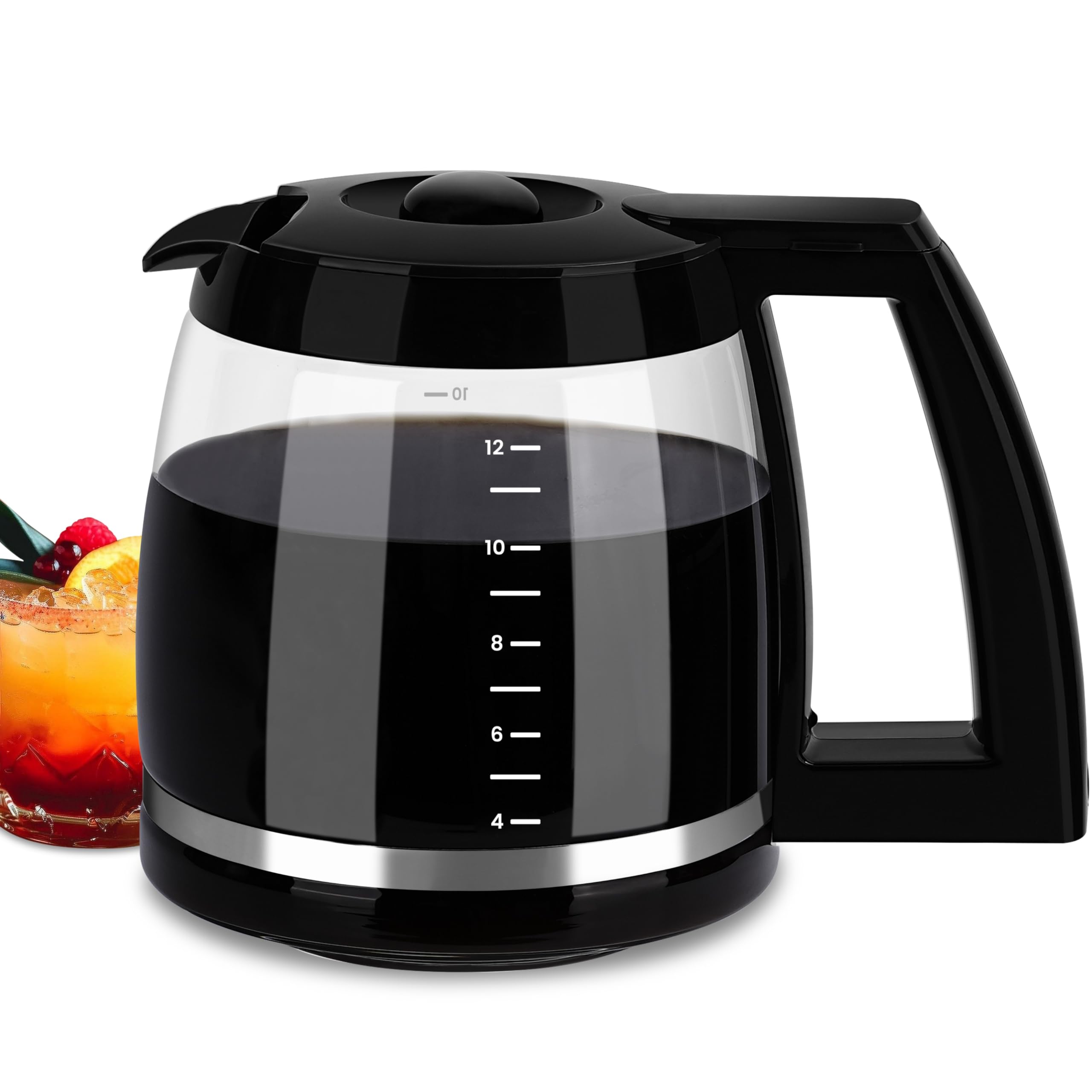 Dapper Styles - 12-cup Glass Carafe Replacement Compatible With Cuisinart Coffee Maker Models Chw-12 Chw-12p1 Dcc-1100bk Dc - Default