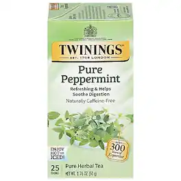 Twinings - Pure Peppermint Herbal Caffeine Free Tea Bags, 25/Box