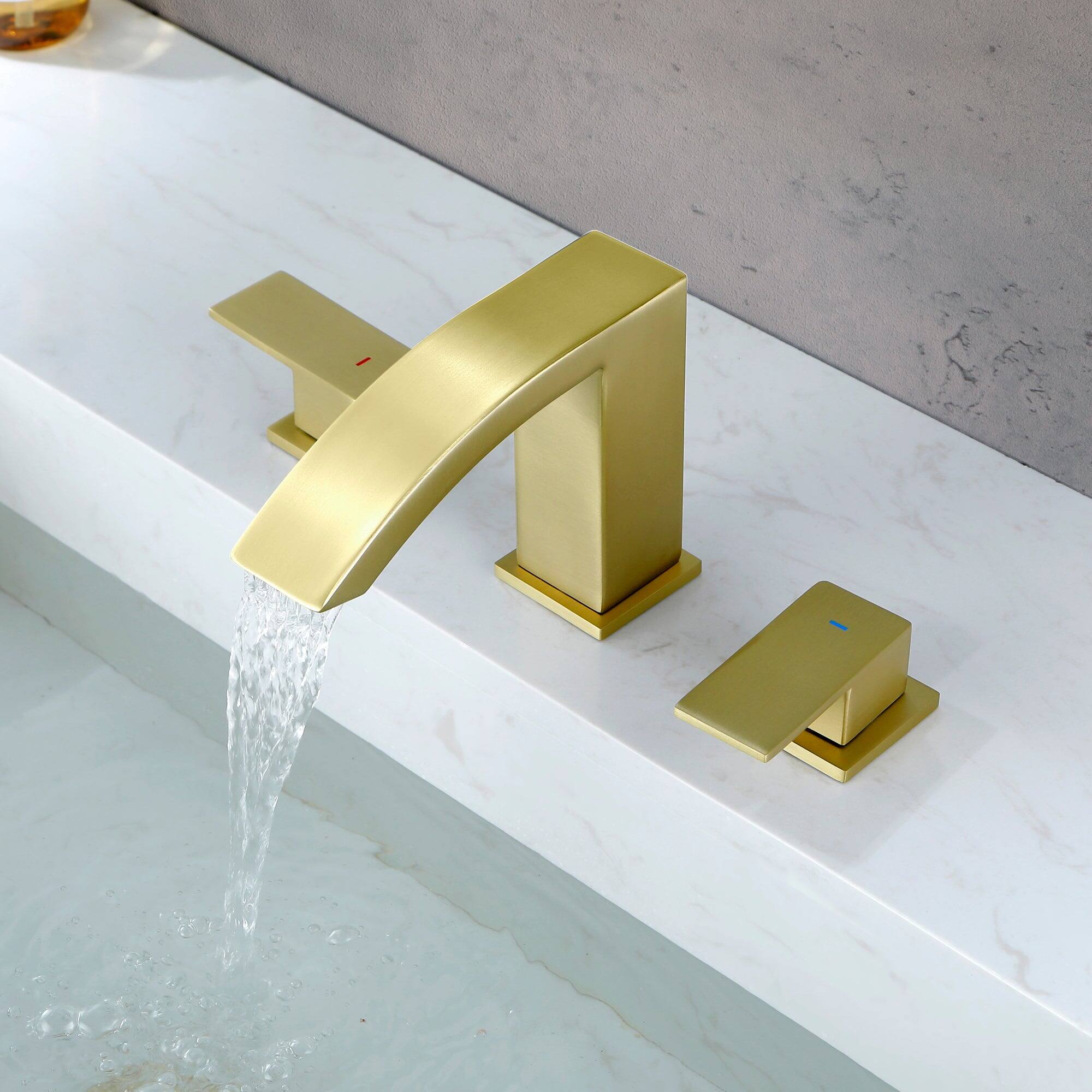 Alt View 9. Boyel Living - 8 in Widespread Double Handle 1.2 GPM Bathroom Faucet with Quick Connect Hose and Pop Up Drain in Brushed Gold - Brushed Gold.