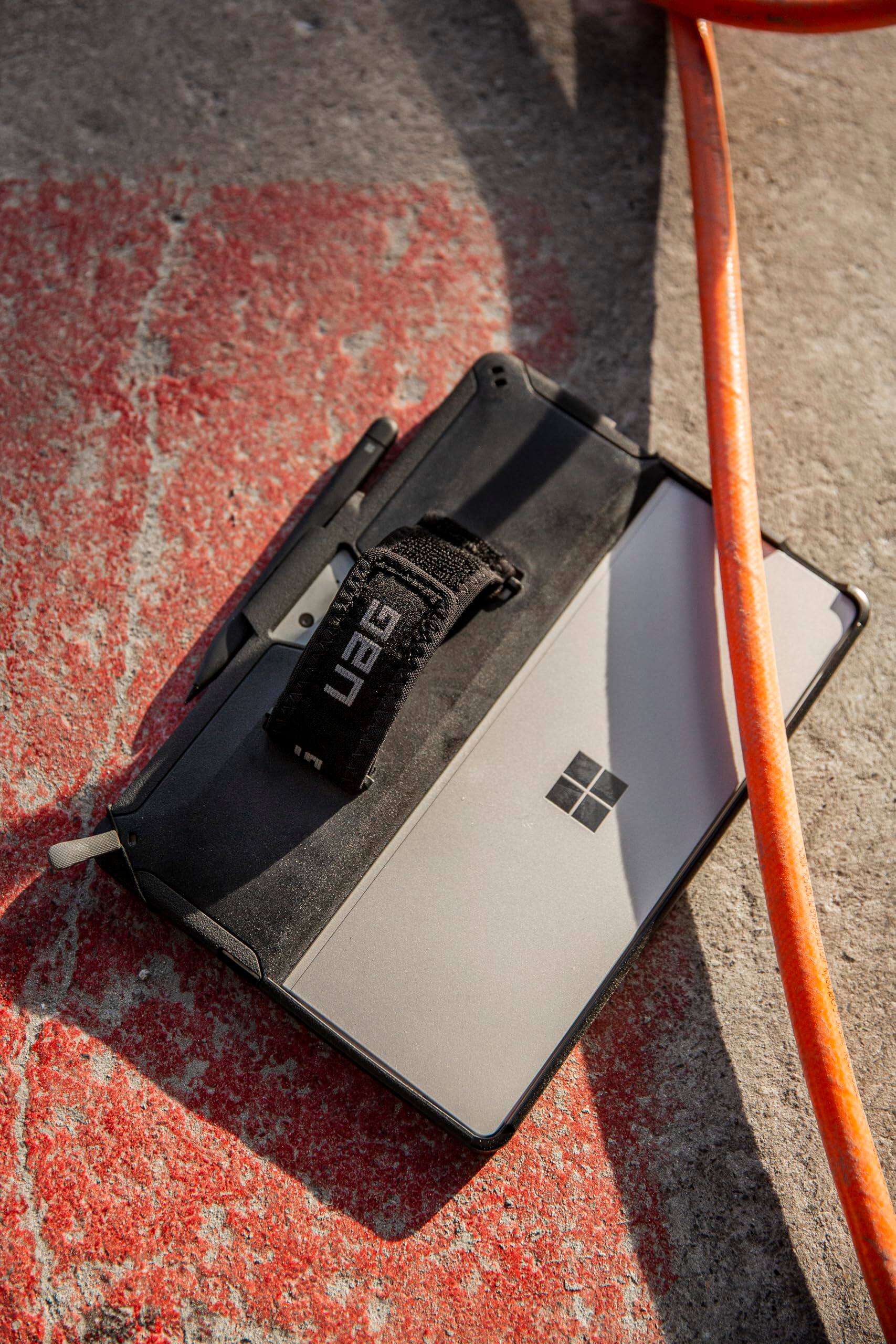 Back. UAG - Microsoft Surface Pro 13" 12th Edition/11th Edition Case w/ Built-in Kickstand, Pen Holder, & Hand Strap - Black.