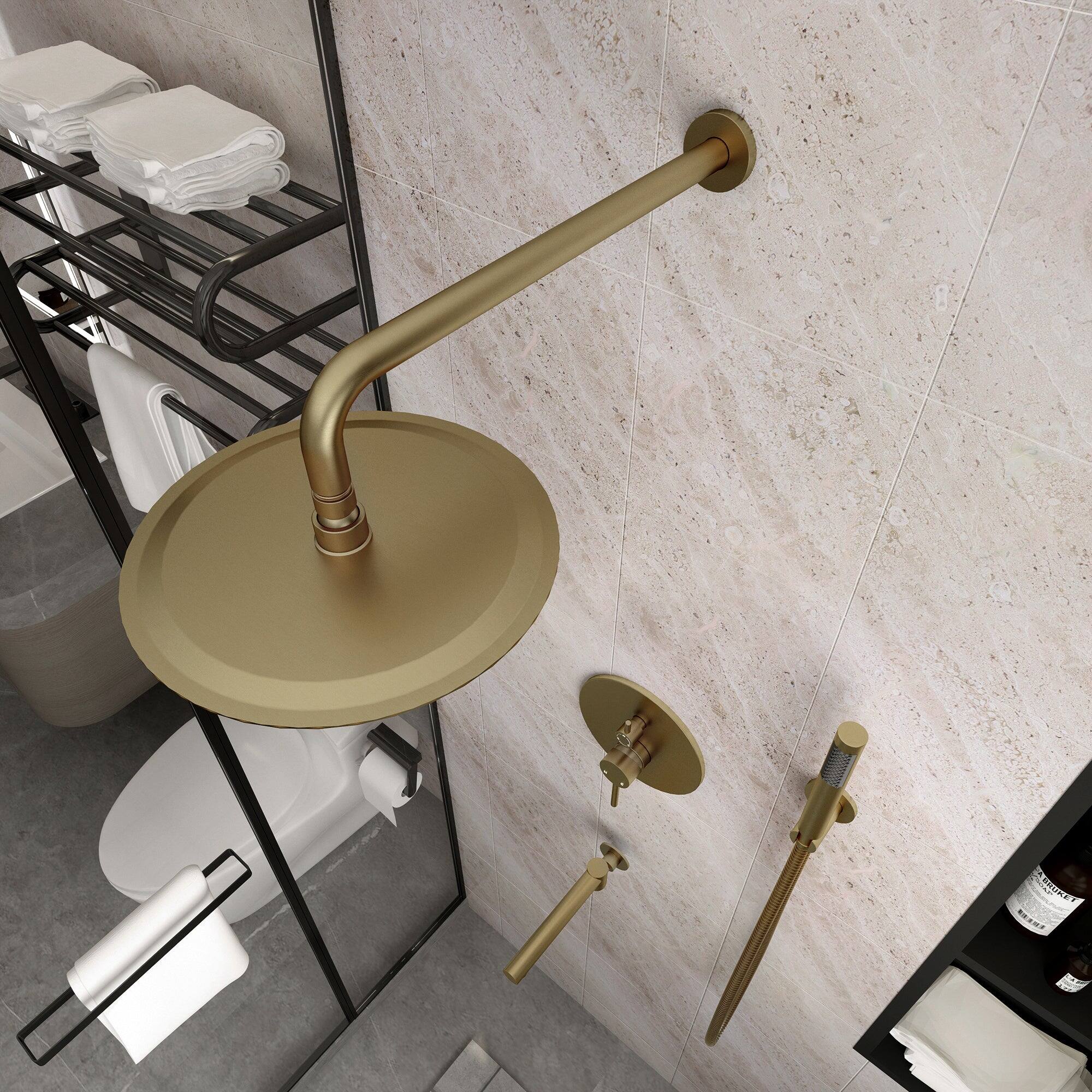 Alt View 7. Boyel Living - Wall Mount Single Handle 1-Spray Tub and Shower Faucet 1.8 GPM in Brushed Gold Pressure Balance Valve Included - Brushed Gold.