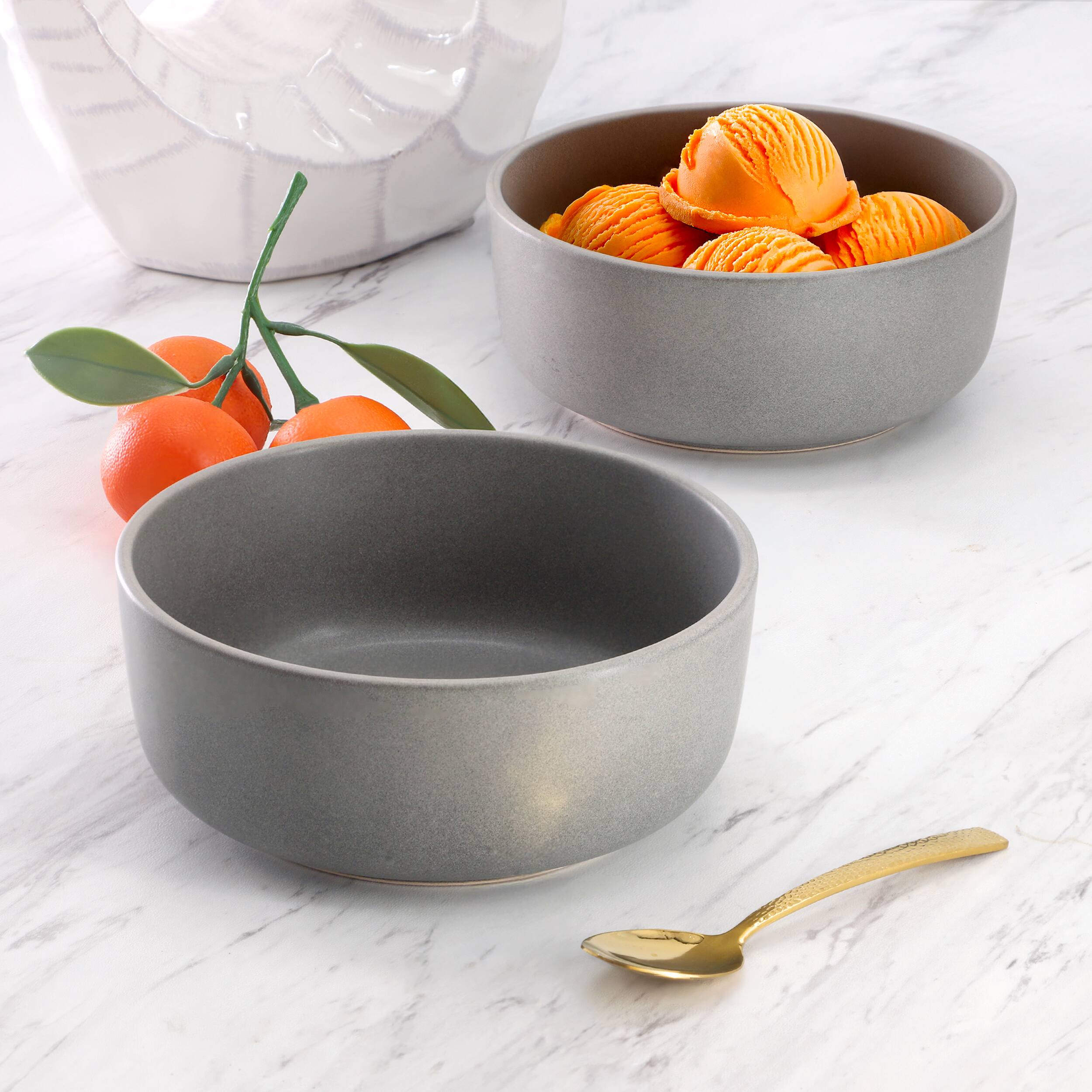 Alt View 4. Gibson - Soho Lounge Bryant Park 2 Piece 6 Inch Stoneware Cereal Bowl Set in Gray - Grey.