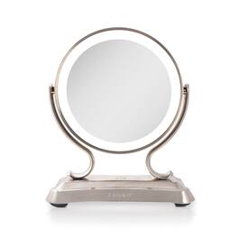 Zadro - Glamour LED Lighted Makeup Mirror with Dual 5X/1X Magnifications and 3 Lighting Options - Satin Nickel