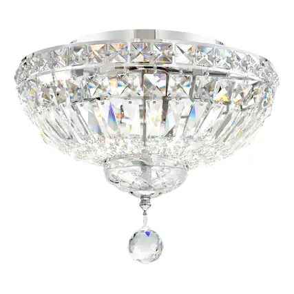 Front. CWI Lighting - Stefania 3 Light Bowl Flush Mount With Chrome Finish - Chrome.