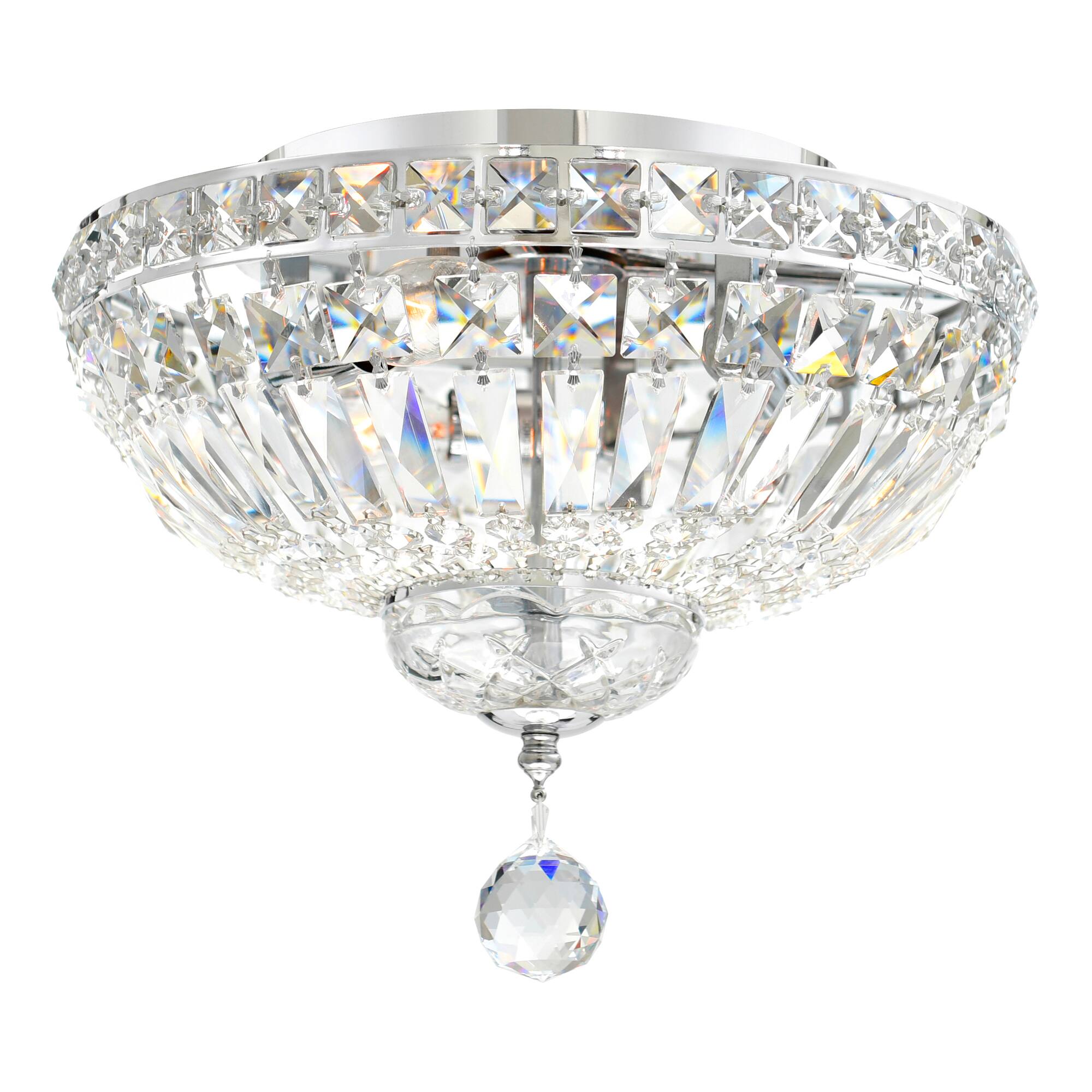Front. CWI Lighting - Stefania 3 Light Bowl Flush Mount With Chrome Finish - Chrome.