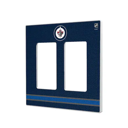 Front. Keyscaper - Winnipeg Jets Double Rocker Lightswitch Plate - Multicolor.