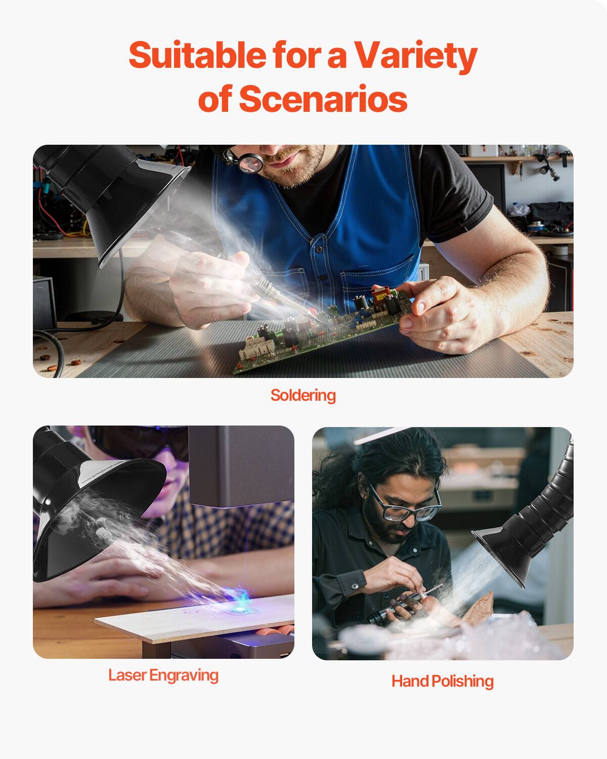 Suitable for a Variety of Scenarios

- Soldering
- Laser Engraving
- Hand Polishing
