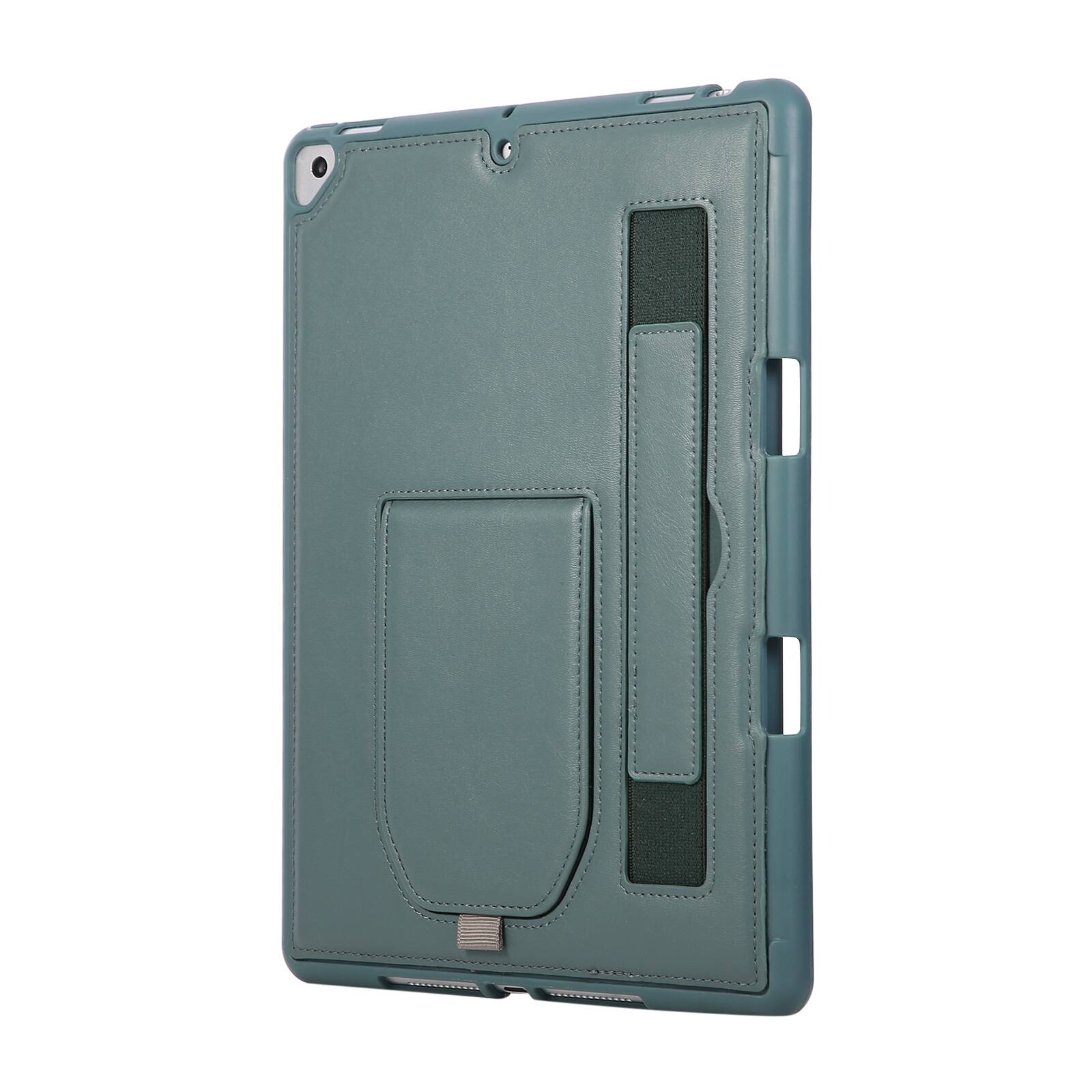 Alt View 2. UUCOVER - Case for iPad 9th 8th 7th Gen 10.2-inch (2021/2020/2019) Shockproof PU Leather Hand Strap Kickstand Pencil Holder Cover - Darkgreen.