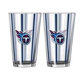 Logo Brands - Tennessee Titans Two-Piece 16oz. Striped Pint Glass Set - Multicolor