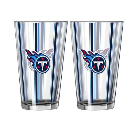 Front. Logo Brands - Tennessee Titans Two-Piece 16oz. Striped Pint Glass Set - Multicolor.