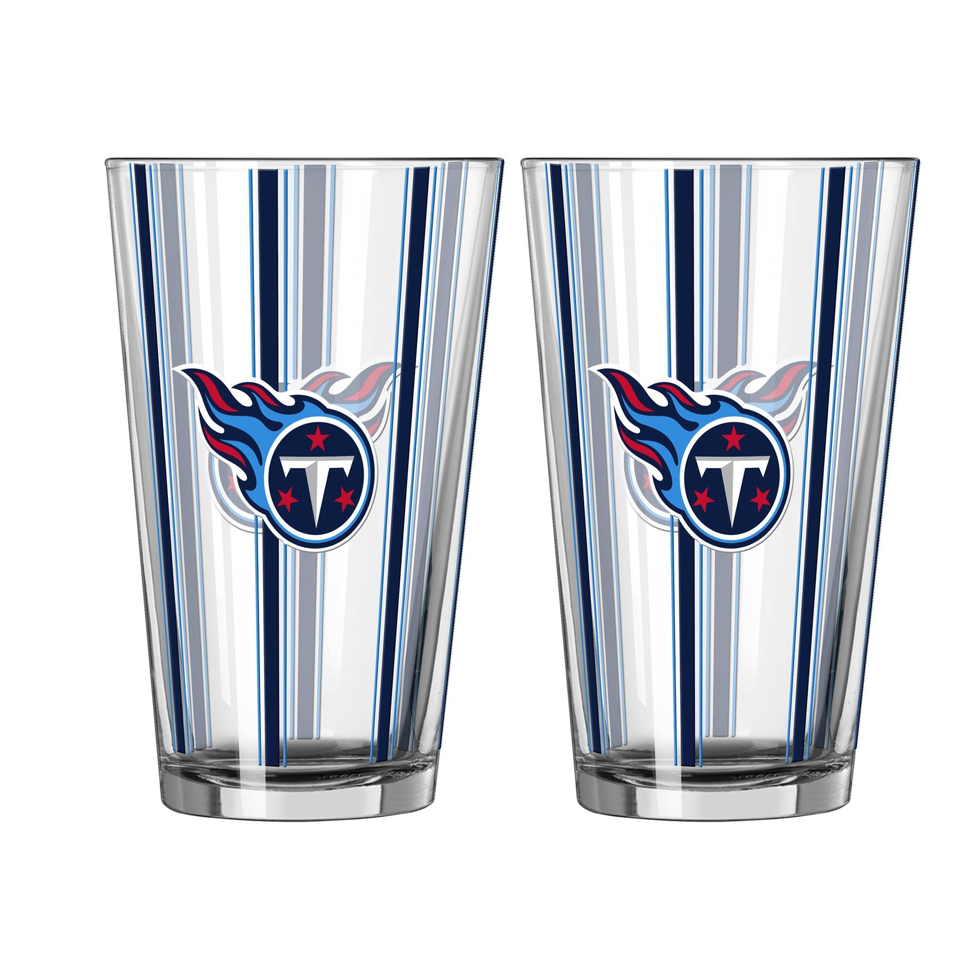 Front. Logo Brands - Tennessee Titans Two-Piece 16oz. Striped Pint Glass Set - Multicolor.